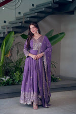 Shimmer Silk Embroidered Gown Set