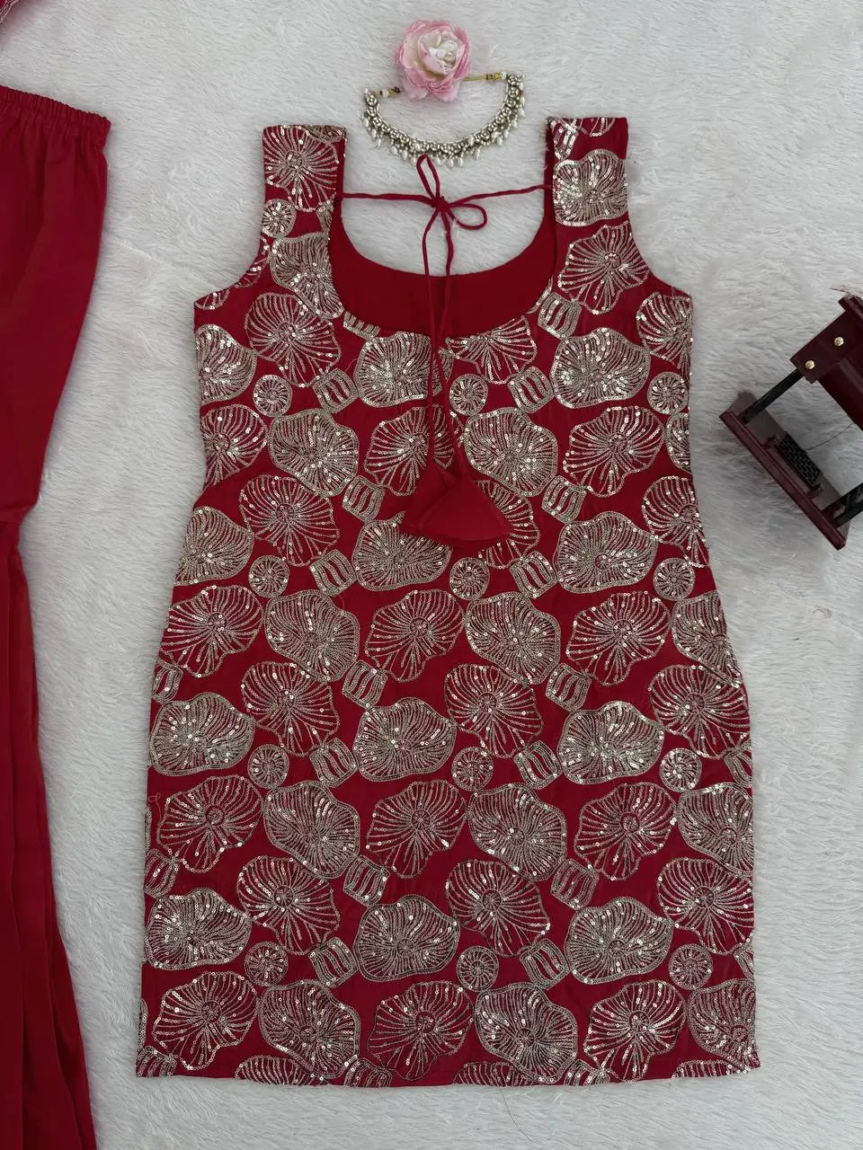 Shimmer Silk Embroidered Sharara Set with Dupatta
