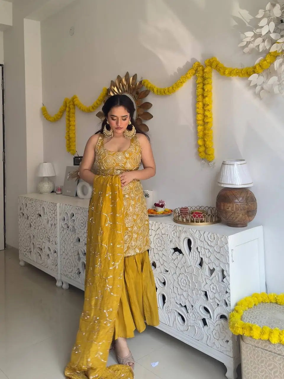 Shimmer Silk Embroidered Sharara Set with Dupatta