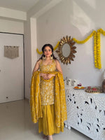 Shimmer Silk Embroidered Sharara Set with Dupatta