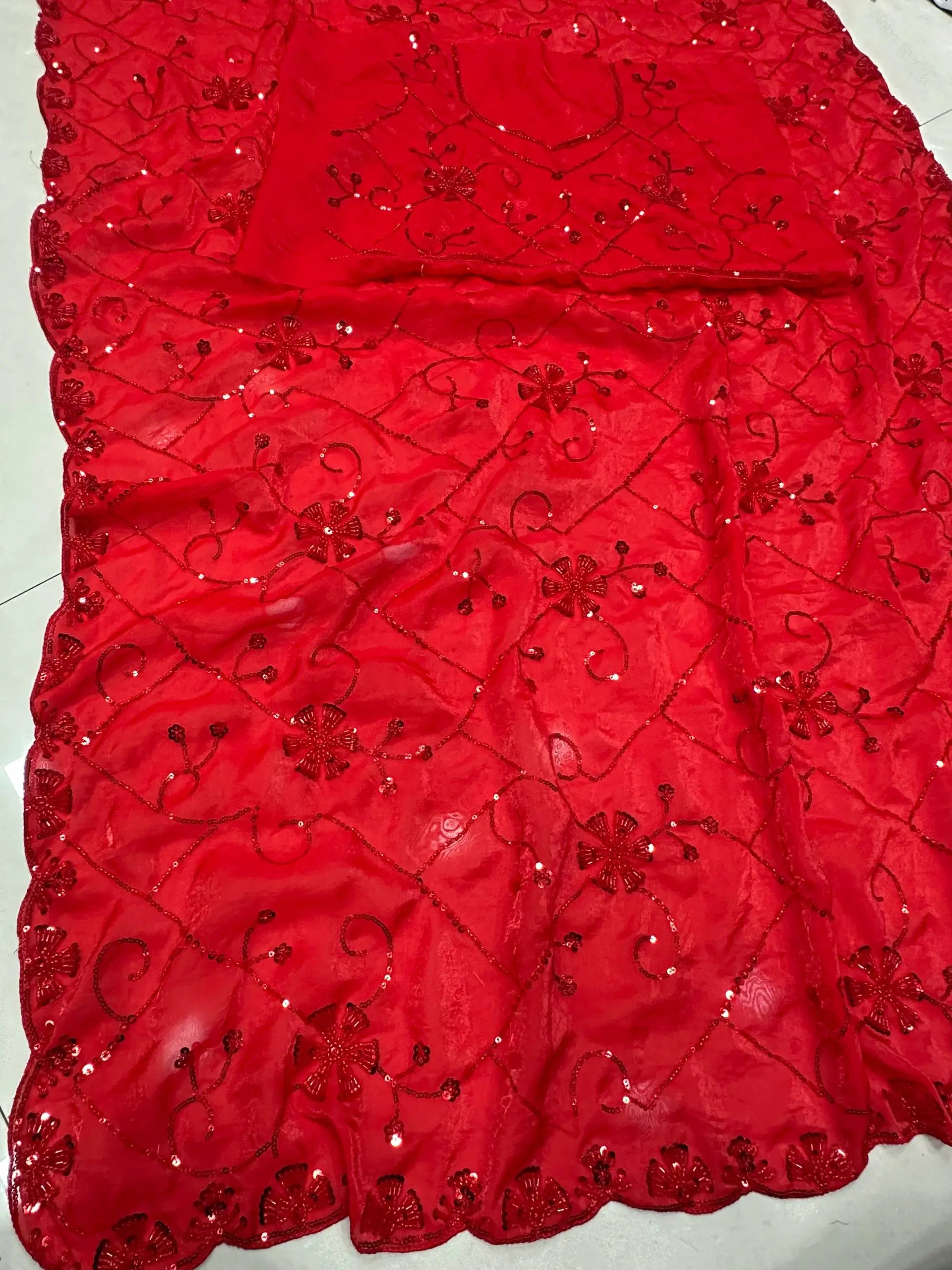 Shimmer silk Pearl Handwork Saree