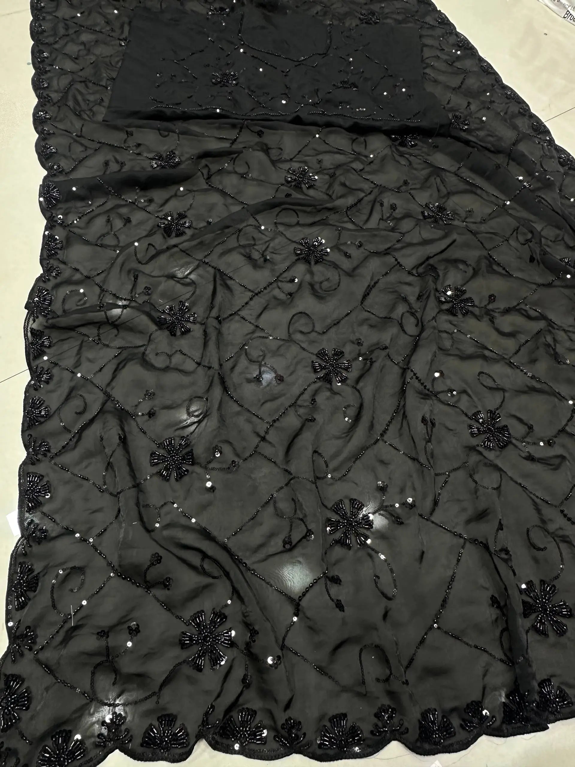 Shimmer silk Pearl Handwork Saree