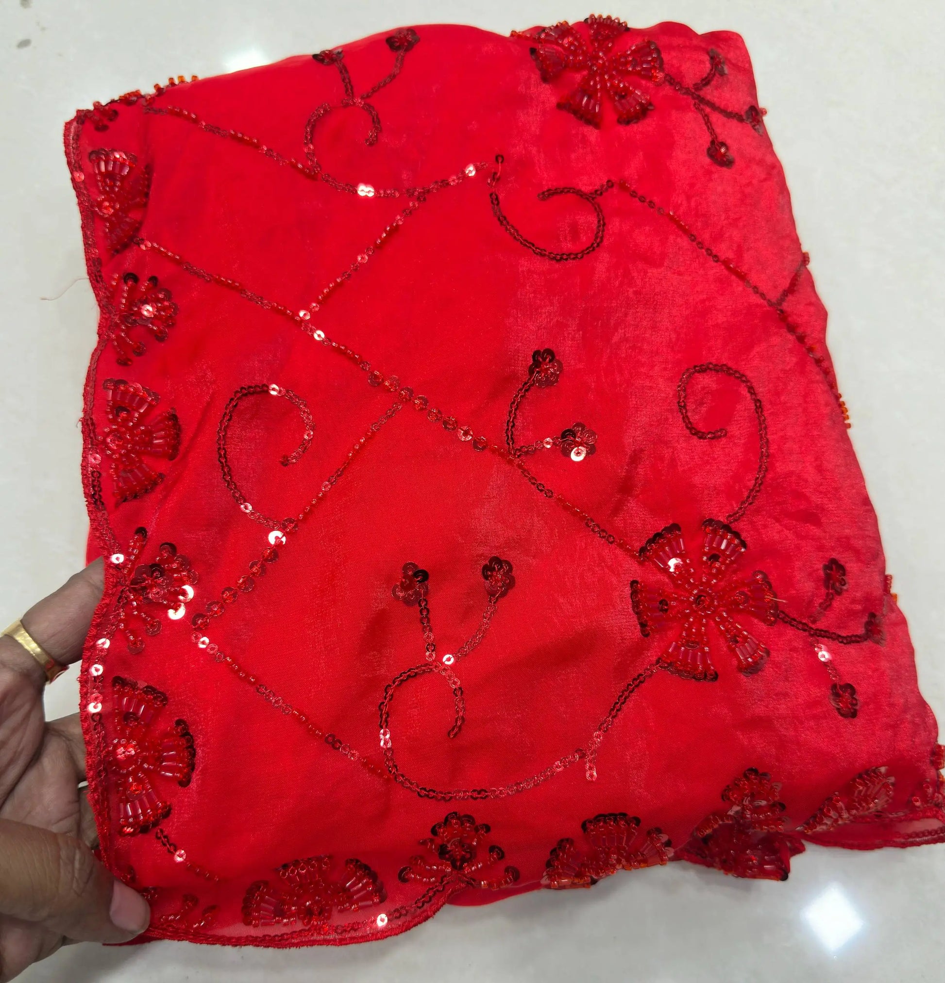 Shimmer silk Pearl Handwork Saree