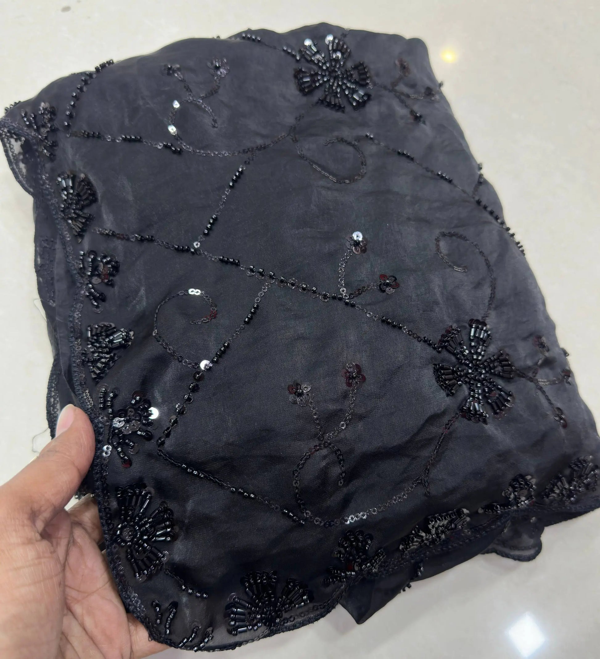 Shimmer silk Pearl Handwork Saree