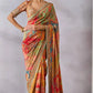 Shop Chinon Silk Kalamkari Saree with Real Mirror Hand Embroidery for Festive Wedding Wear