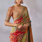 Shop Chinon Silk Kalamkari Saree with Real Mirror Hand Embroidery for Festive Wedding Wear