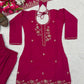 Shop Embroidered Sharara Suit Set with Vichitra Dupatta for Wedding Festive Party Wear