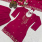 Shop Embroidered Sharara Suit Set with Vichitra Dupatta for Wedding Festive Party Wear