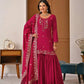 Shop Embroidered Sharara Suit Set with Vichitra Dupatta for Wedding Festive Party Wear