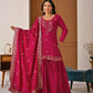Shop Embroidered Sharara Suit Set with Vichitra Dupatta for Wedding Festive Party Wear