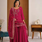 Shop Embroidered Sharara Suit Set with Vichitra Dupatta for Wedding Festive Party Wear