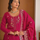 Shop Embroidered Sharara Suit Set with Vichitra Dupatta for Wedding Festive Party Wear