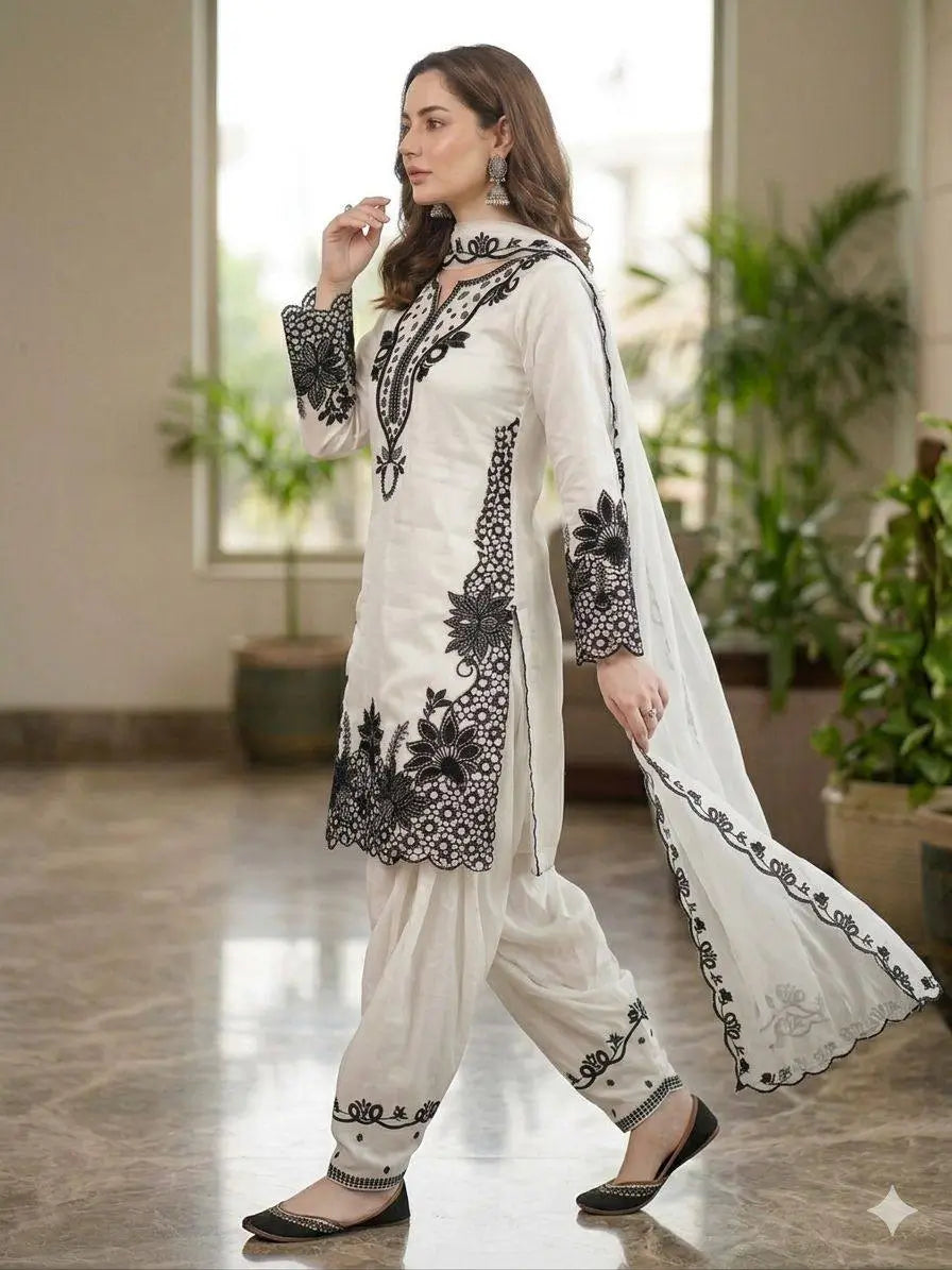 Shop Glass Roman Cut Work Farshi Salwar Suit with Organza Dupatta for Festive Party Wear