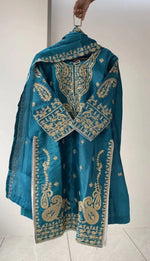 Shop Glass Roman Embroidered Palazzo Suit Set with Dupatta for Wedding Festive Party Wear