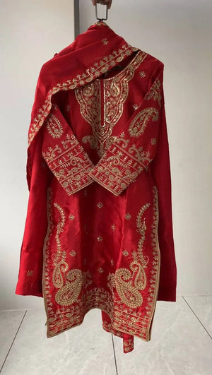 Shop Glass Roman Embroidered Palazzo Suit Set with Dupatta for Wedding Festive Party Wear