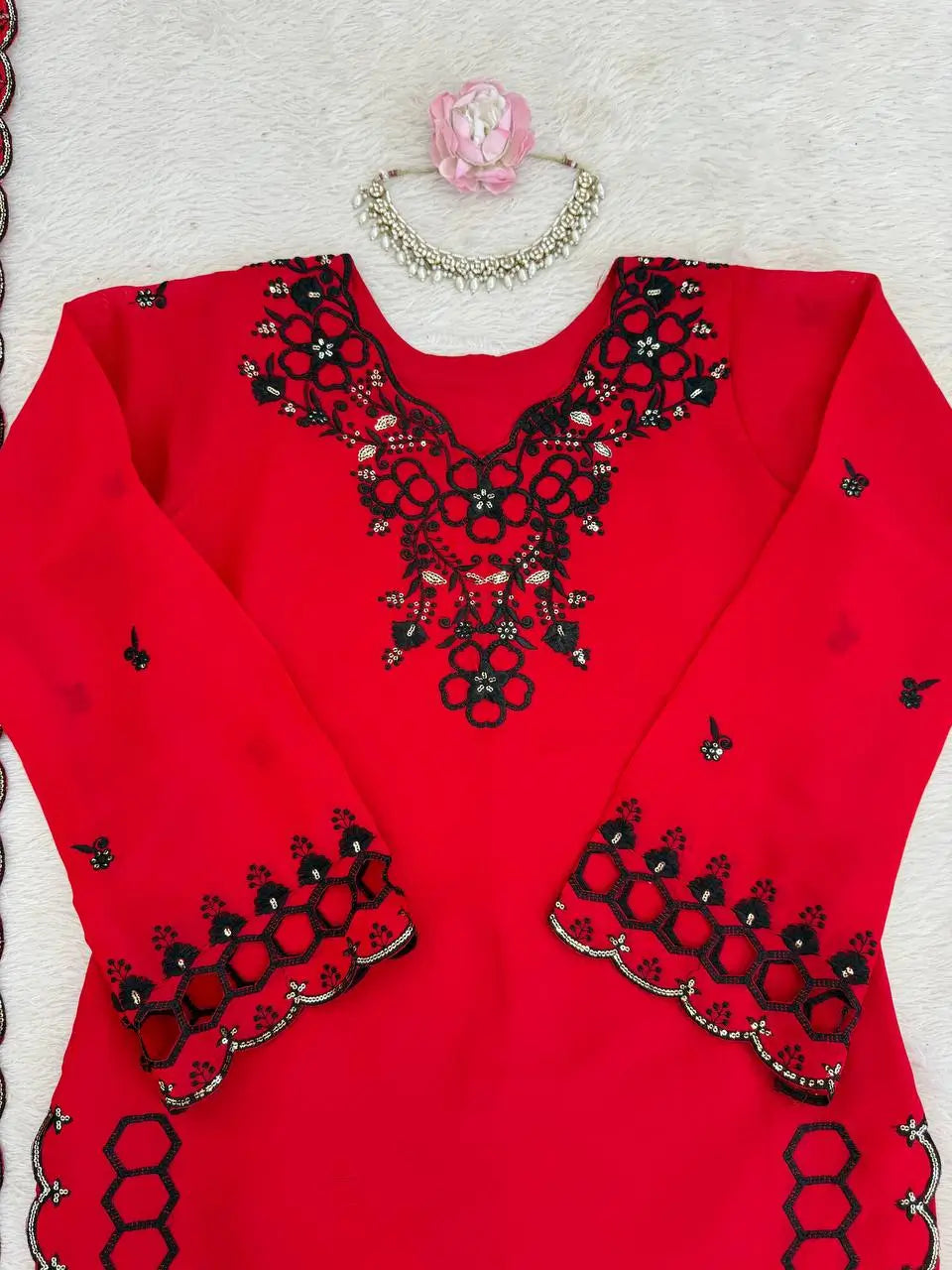 Shop Mull Chanderi Embroidered Farshi Salwar Suit with Dupatta for Festive Formal Casual Wear