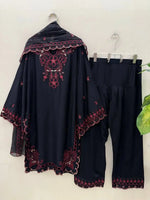 Shop Mull Chanderi Embroidered Farshi Salwar Suit with Dupatta for Festive Formal Casual Wear