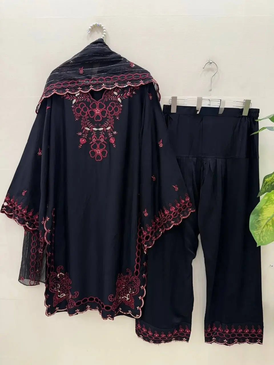 Shop Mull Chanderi Embroidered Farshi Salwar Suit with Dupatta for Festive Formal Casual Wear