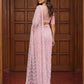 Shop Net Embroidered Saree with Beads Sequence Pearls Work for Wedding Party Festive Wear