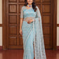 Shop Net Embroidered Saree with Beads Sequence Pearls Work for Wedding Party Festive Wear