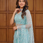 Shop Net Embroidered Saree with Beads Sequence Pearls Work for Wedding Party Festive Wear
