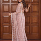 Shop Net Embroidered Saree with Beads Sequence Pearls Work for Wedding Party Festive Wear