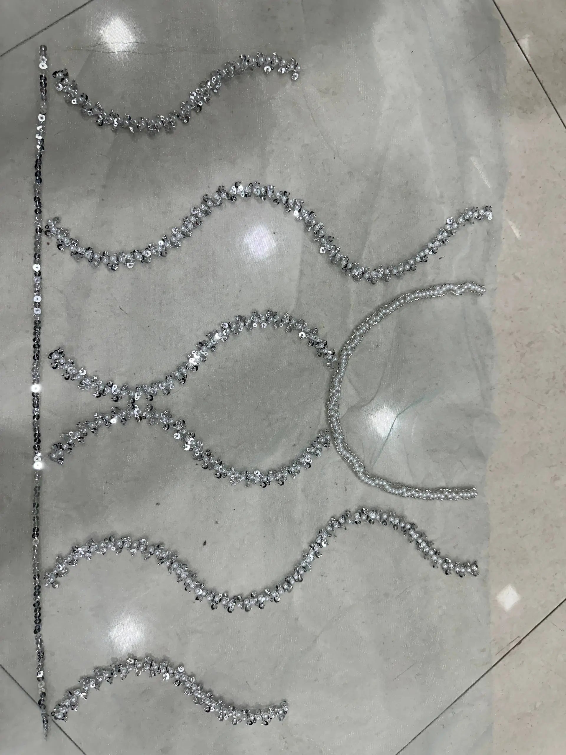 Shop Net Embroidered Saree with Beads Sequence Pearls Work for Wedding Party Festive Wear