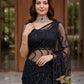 Shop Net Embroidered Saree with Beads Sequence Pearls Work for Wedding Party Festive Wear
