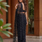 Shop Net Embroidered Saree with Beads Sequence Pearls Work for Wedding Party Festive Wear