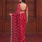 Shop Net Embroidered Saree with Beads Sequence Pearls Work for Wedding Party Festive Wear