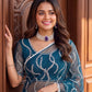 Shop Net Embroidered Saree with Beads Sequence Pearls Work for Wedding Party Festive Wear
