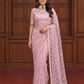 Shop Net Embroidered Saree with Beads Sequence Pearls Work for Wedding Party Festive Wear