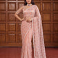 Shop Net Embroidered Saree with Beads Sequence Pearls Work for Wedding Party Festive Wear