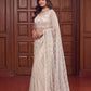 Shop Net Embroidered Saree with Beads Sequence Pearls Work for Wedding Party Festive Wear