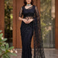 Shop Net Embroidered Saree with Beads Sequence Pearls Work for Wedding Party Festive Wear