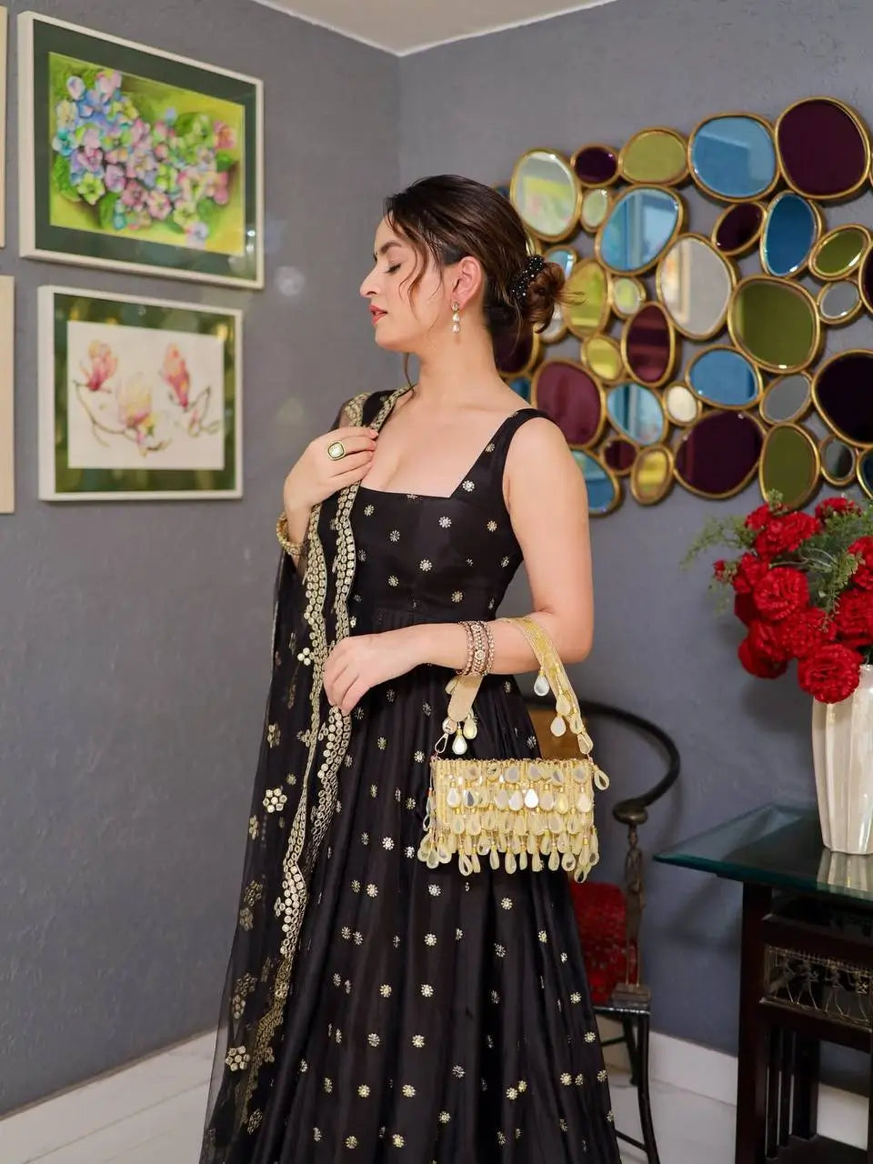 Silk Embroidered Anarkali Suit Set