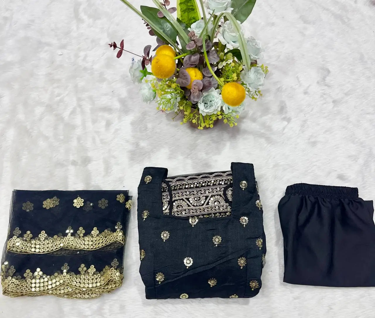 Silk Embroidered Anarkali Suit Set