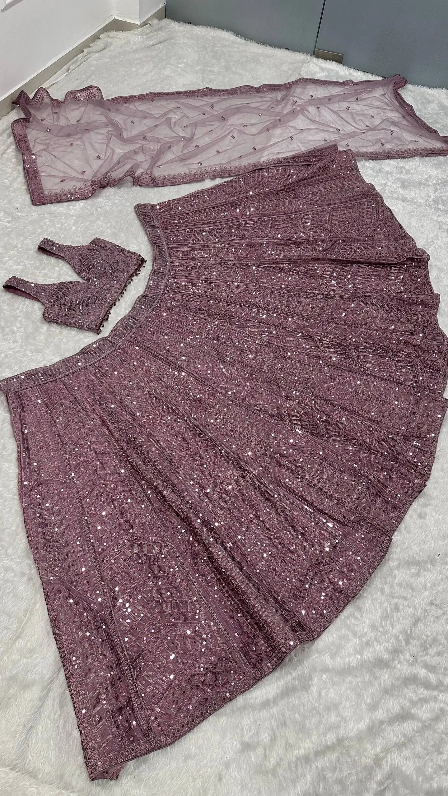 Chinon Silk Lehenga Set for Wedding and Reception Wear