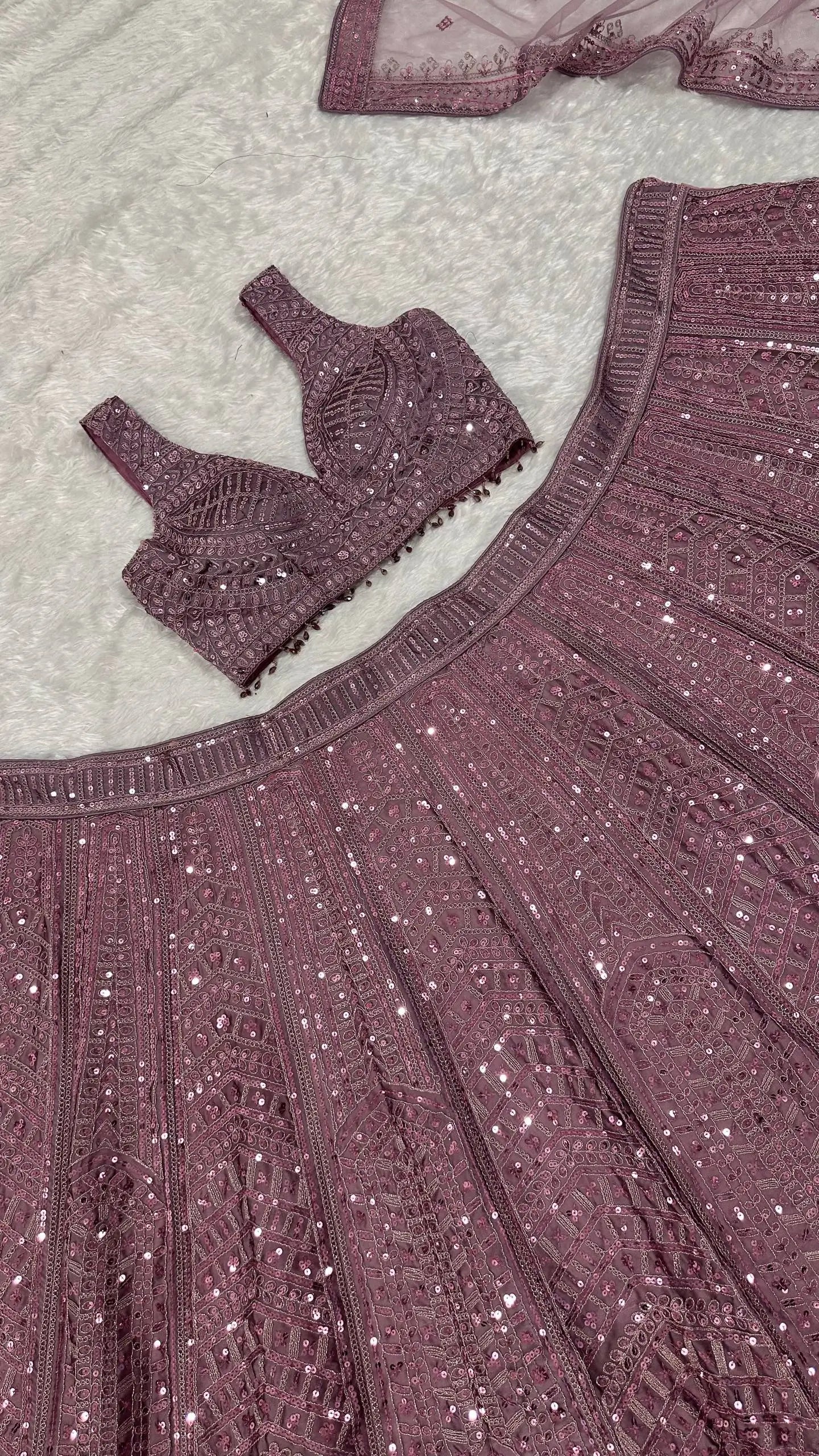 Chinon Silk Lehenga Set for Wedding and Reception Wear