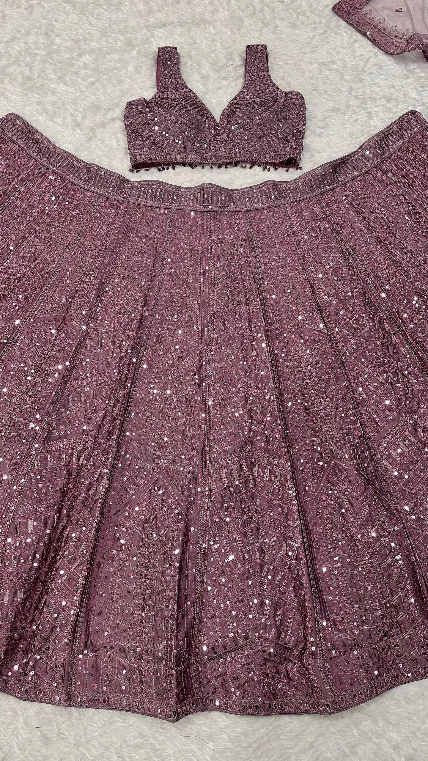 Chinon Silk Lehenga Set for Wedding and Reception Wear
