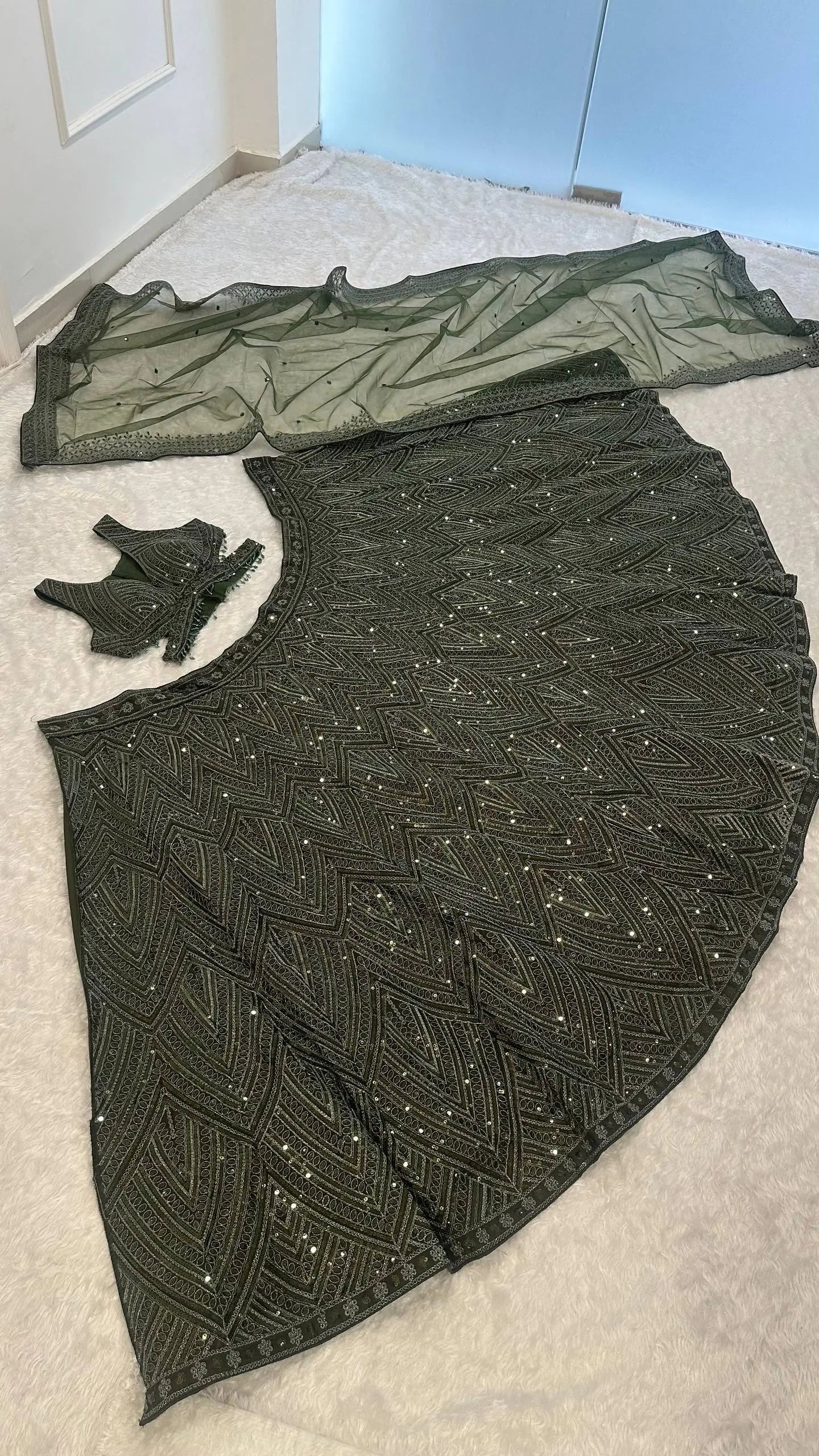 Chinon Silk Lehenga Set for Wedding and Reception Wear