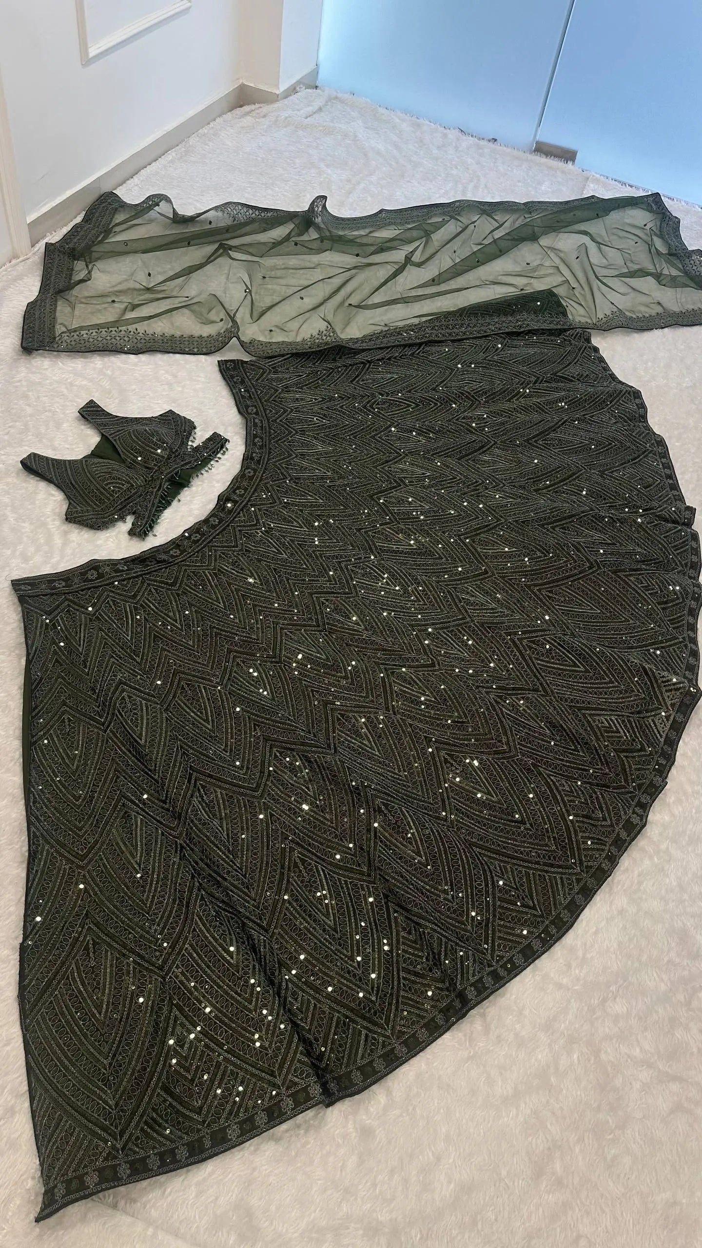 Chinon Silk Lehenga Set for Wedding and Reception Wear