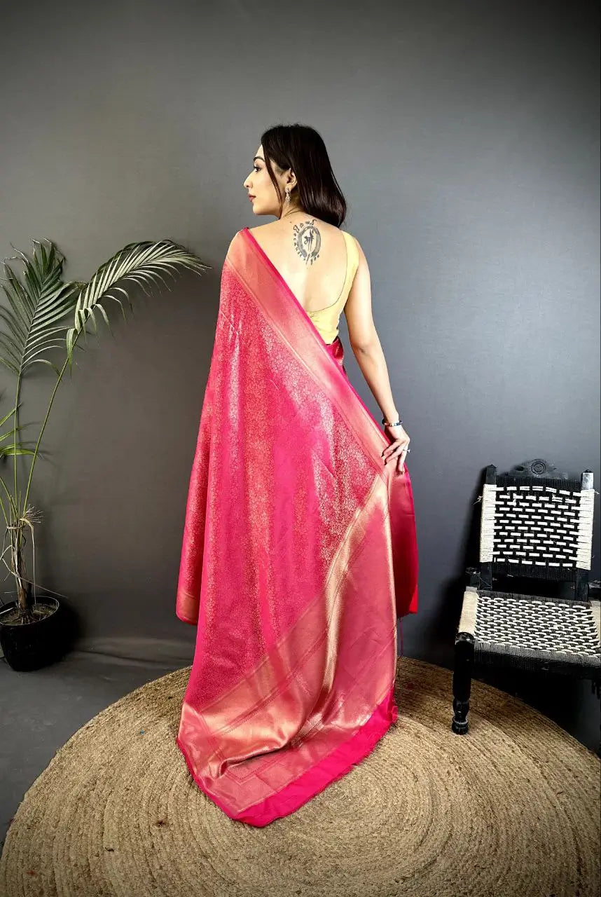 Silk Saree with Copper and Gold Zari Weaving