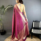 Silk Saree with Copper and Gold Zari Weaving