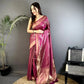 Silk Saree with Copper and Gold Zari Weaving
