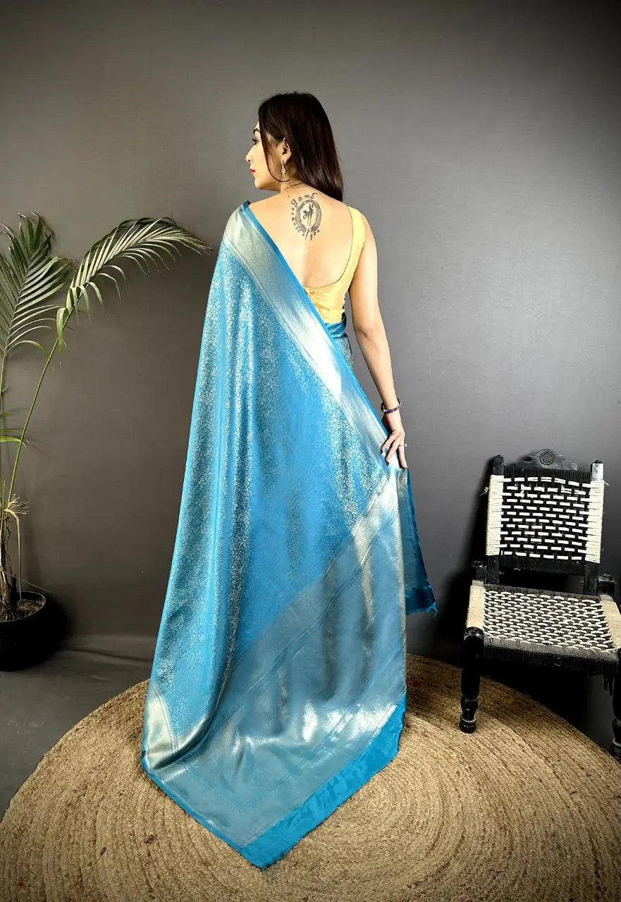 Silk Saree with Copper and Gold Zari Weaving