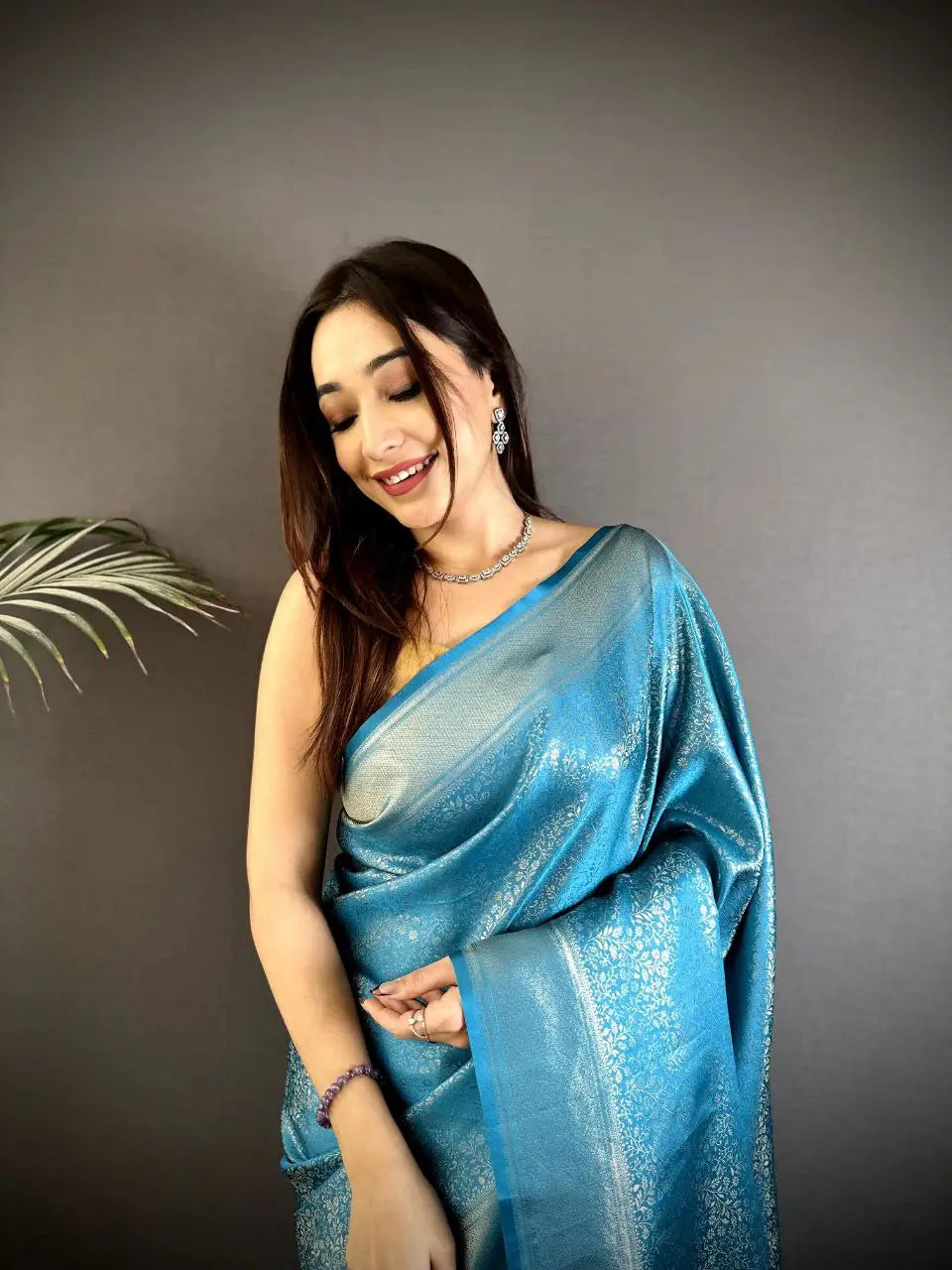 Silk Saree with Copper and Gold Zari Weaving