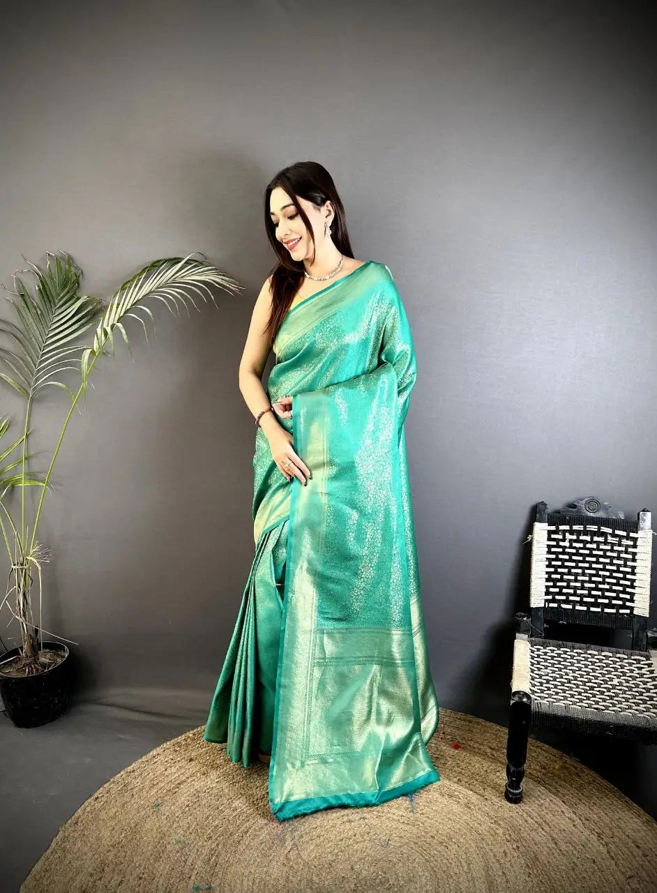 Silk Saree with Copper and Gold Zari Weaving