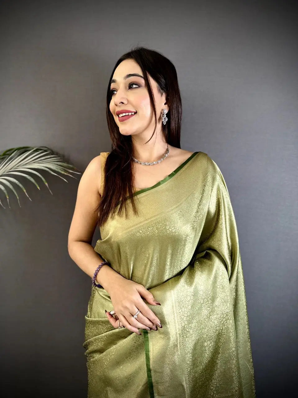 Silk Saree with Copper and Gold Zari Weaving