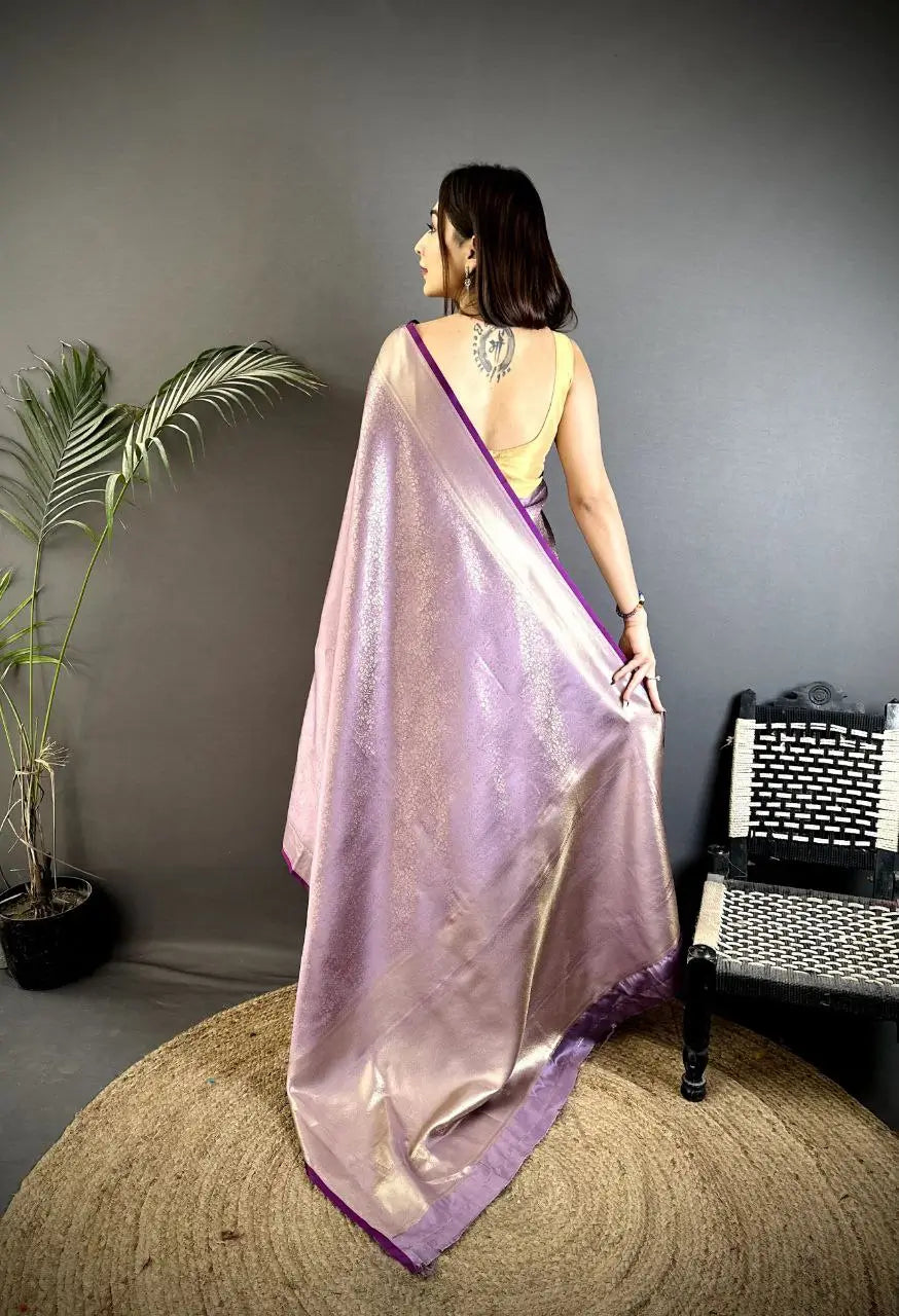 Silk Saree with Copper and Gold Zari Weaving